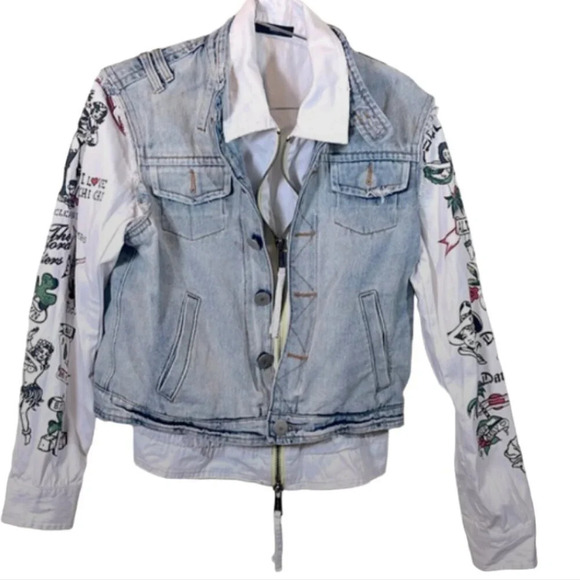 DSQUARED2 Hawaiian Tattoo Denim Jacket size 50/ 40 US Large